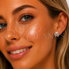 Rhodium Gold Filled Stud Earring, Heart Design, with White Micro Pave, Polished, Rhodium Finish, 02.344.0202