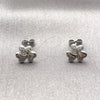 Rhodium Gold Filled Stud Earring, Heart Design, with White Micro Pave, Polished, Rhodium Finish, 02.344.0202