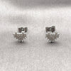 Rhodium Gold Filled Stud Earring, Heart Design, with White Cubic Zirconia, Polished, Rhodium Finish, 02.344.0207