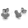 Rhodium Gold Filled Stud Earring, Heart Design, with White Cubic Zirconia, Polished, Rhodium Finish, 02.344.0207