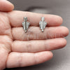 Rhodium Gold Filled Stud Earring, Heart and Arrow Design, with White Cubic Zirconia, Polished, Rhodium Finish, 02.344.0209