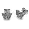 Rhodium Gold Filled Stud Earring, Butterfly Design, with White Micro Pave, Polished, Rhodium Finish, 02.344.0210