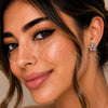 Rhodium Gold Filled Stud Earring, Teddy Bear and Heart Design, with White and Black Micro Pave, Polished, Rhodium Finish, 02.342.0197.1