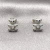 Rhodium Gold Filled Stud Earring, Teddy Bear and Heart Design, with White and Black Micro Pave, Polished, Rhodium Finish, 02.342.0197.1