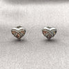 Rhodium Gold Filled Stud Earring, Heart Design, with White Micro Pave, Polished, Rhodium Finish, 02.344.0212