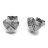 Rhodium Gold Filled Stud Earring, Heart Design, with White Micro Pave, Polished, Rhodium Finish, 02.344.0212