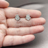 Rhodium Gold Filled Stud Earring, Judaica and Hand of God Design, with White Micro Pave, Polished, Rhodium Finish, 02.344.0213
