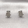 Rhodium Gold Filled Stud Earring, Judaica and Hand of God Design, with White Micro Pave, Polished, Rhodium Finish, 02.344.0213
