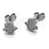 Rhodium Gold Filled Stud Earring, Judaica and Hand of God Design, with White Micro Pave, Polished, Rhodium Finish, 02.344.0213