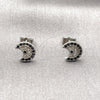 Rhodium Gold Filled Stud Earring, with Black and White Cubic Zirconia, Polished, Rhodium Finish, 02.344.0214