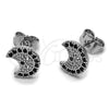 Rhodium Gold Filled Stud Earring, with Black and White Cubic Zirconia, Polished, Rhodium Finish, 02.344.0214