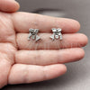 Rhodium Gold Filled Stud Earring, Love and Little Girl Design, with White Micro Pave, Polished, Rhodium Finish, 02.344.0215