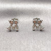 Rhodium Gold Filled Stud Earring, Love and Little Girl Design, with White Micro Pave, Polished, Rhodium Finish, 02.344.0215