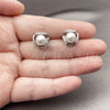 Rhodium Gold Filled Stud Earring, Cluster Design, with Ivory Pearl and White Cubic Zirconia, Polished, Rhodium Finish, 02.344.0217