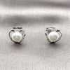 Rhodium Gold Filled Stud Earring, Cluster Design, with Ivory Pearl and White Cubic Zirconia, Polished, Rhodium Finish, 02.344.0217