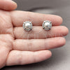 Rhodium Gold Filled Stud Earring, Cluster Design, with Ivory Pearl and White Cubic Zirconia, Polished, Rhodium Finish, 02.344.0218