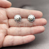 Rhodium Gold Filled Stud Earring, Star Design, with Ivory Pearl and White Micro Pave, Polished, Rhodium Finish, 02.344.0219