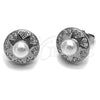 Rhodium Gold Filled Stud Earring, Star Design, with Ivory Pearl and White Micro Pave, Polished, Rhodium Finish, 02.344.0219