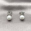 Rhodium Gold Filled Stud Earring, with Ivory Pearl and White Micro Pave, Polished, Rhodium Finish, 02.344.0221