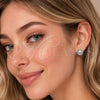 Rhodium Gold Filled Stud Earring, Flower and Leaf Design, with Ivory Pearl and White Micro Pave, Polished, Rhodium Finish, 02.344.0222