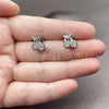 Rhodium Gold Filled Stud Earring, Cherry Design, with White Micro Pave, Polished, Rhodium Finish, 02.344.0165.1