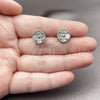 Rhodium Gold Filled Stud Earring, Four-leaf Clover Design, with White Cubic Zirconia, Polished, Rhodium Finish, 02.344.0223