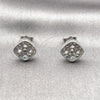 Rhodium Gold Filled Stud Earring, Four-leaf Clover Design, with White Cubic Zirconia, Polished, Rhodium Finish, 02.344.0223