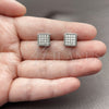 Rhodium Gold Filled Stud Earring, with White Cubic Zirconia, Polished, Rhodium Finish, 02.344.0224