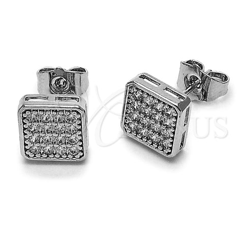 Rhodium Gold Filled Stud Earring, with White Cubic Zirconia, Polished, Rhodium Finish, 02.344.0224