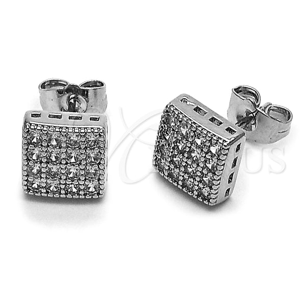 Rhodium Gold Filled Stud Earring, with White Cubic Zirconia, Polished, Rhodium Finish, 02.344.0225