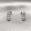 Rhodium Gold Filled Stud Earring, Paperclip Design, with White Cubic Zirconia and White Micro Pave, Polished, Rhodium Finish, 02.344.0226
