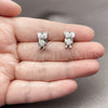 Rhodium Gold Filled Stud Earring, Teddy Bear Design, with White Cubic Zirconia and White Micro Pave, Polished, Rhodium Finish, 02.344.0227