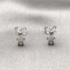 Rhodium Gold Filled Stud Earring, Teddy Bear Design, with White Cubic Zirconia and White Micro Pave, Polished, Rhodium Finish, 02.344.0227