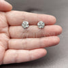 Rhodium Gold Filled Stud Earring, Flower Design, with White Micro Pave, Polished, Rhodium Finish, 02.344.0229