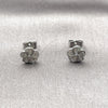 Rhodium Gold Filled Stud Earring, Flower Design, with White Micro Pave, Polished, Rhodium Finish, 02.344.0229