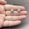 Rhodium Gold Filled Stud Earring, Cluster Design, with White Cubic Zirconia and White Micro Pave, Polished, Rhodium Finish, 02.344.0230