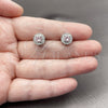 Rhodium Gold Filled Stud Earring, Cluster Design, with Pink Cubic Zirconia and White Micro Pave, Polished, Rhodium Finish, 02.344.0230.1
