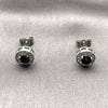 Rhodium Gold Filled Stud Earring, Cluster Design, with Black Cubic Zirconia and White Micro Pave, Polished, Rhodium Finish, 02.344.0230.2