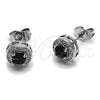 Rhodium Gold Filled Stud Earring, Cluster Design, with Black Cubic Zirconia and White Micro Pave, Polished, Rhodium Finish, 02.344.0230.2