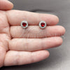 Rhodium Gold Filled Stud Earring, Cluster Design, with Garnet Cubic Zirconia and White Micro Pave, Polished, Rhodium Finish, 02.344.0230.3