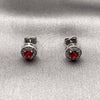 Rhodium Gold Filled Stud Earring, Cluster Design, with Garnet Cubic Zirconia and White Micro Pave, Polished, Rhodium Finish, 02.344.0230.3