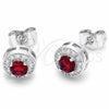 Rhodium Gold Filled Stud Earring, Cluster Design, with Garnet Cubic Zirconia and White Micro Pave, Polished, Rhodium Finish, 02.344.0230.3
