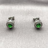 Rhodium Gold Filled Stud Earring, Cluster Design, with Green Cubic Zirconia and White Micro Pave, Polished, Rhodium Finish, 02.344.0230.4