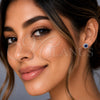 Rhodium Gold Filled Stud Earring, Cluster Design, with Sapphire Blue Cubic Zirconia and White Micro Pave, Polished, Rhodium Finish, 02.344.0230.5