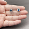 Rhodium Gold Filled Stud Earring, Cluster Design, with Sapphire Blue Cubic Zirconia and White Micro Pave, Polished, Rhodium Finish, 02.344.0230.5