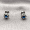 Rhodium Gold Filled Stud Earring, Cluster Design, with Sapphire Blue Cubic Zirconia and White Micro Pave, Polished, Rhodium Finish, 02.344.0230.5
