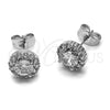 Rhodium Gold Filled Stud Earring, Cluster Design, with White Cubic Zirconia, Polished, Rhodium Finish, 02.344.0231