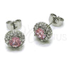 Rhodium Gold Filled Stud Earring, Cluster Design, with Pink and White Cubic Zirconia, Polished, Rhodium Finish, 02.344.0231.1