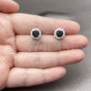 Rhodium Gold Filled Stud Earring, Cluster Design, with Black and White Cubic Zirconia, Polished, Rhodium Finish, 02.344.0231.2