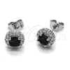 Rhodium Gold Filled Stud Earring, Cluster Design, with Black and White Cubic Zirconia, Polished, Rhodium Finish, 02.344.0231.2